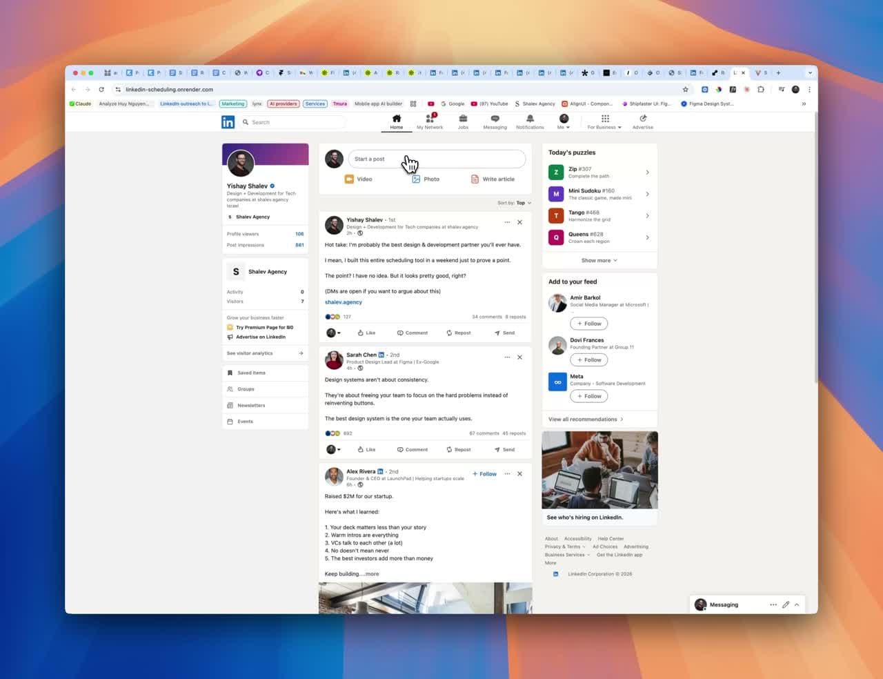 LinkedIn post scheduling project by Yishay Shalev: Live prototype