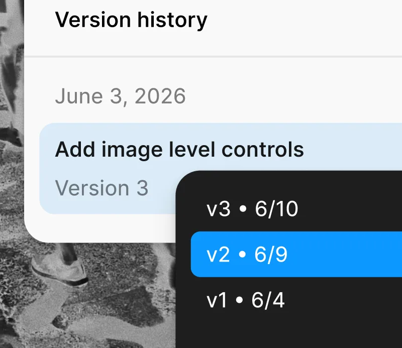 Figma Make version history, used to roll a prototype back to an earlier version